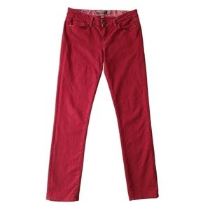 Paige Skyline Brick Red Skinny Ankle Jeans Low to Mid Rise Modern